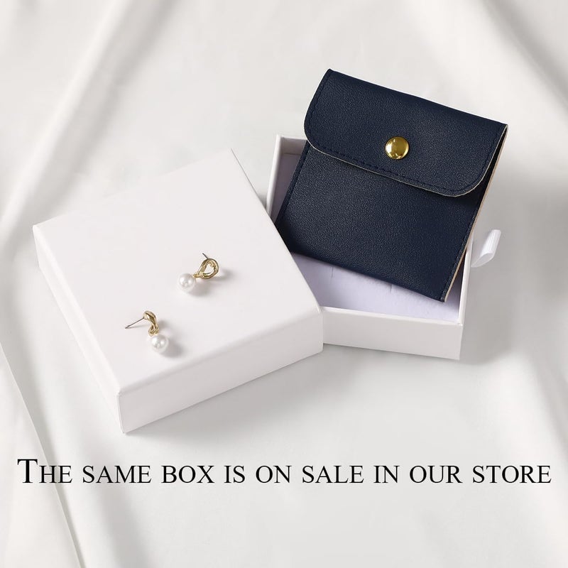 Handmade 40pcs PU Leather Small Bags for Jewelry 8 x 8cm Snap Button Jewelry Packaging Bag Navy blue Luxury Small Favor Bags Jewelry Gift Bags for Earrings Necklaces Bracelet Ring - Image 5